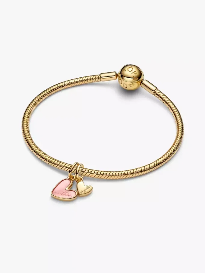 Rosa teilbarer Dangle Charm „Mutter & Tochter“ mit 14-karätiger Vergoldung Rosa teilbarer Dangle Charm „Mutter & Tochter“ mit 14-karätiger Vergoldung