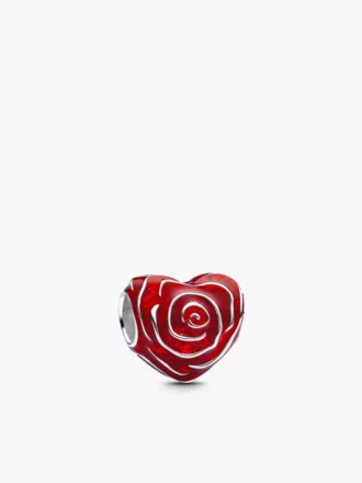 Rose Heart Charm aus Sterlingsilber