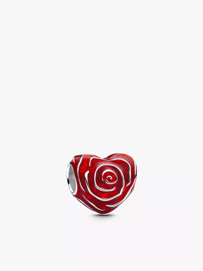 Rose Heart Charm aus Sterlingsilber Rose Heart Charm aus Sterlingsilber