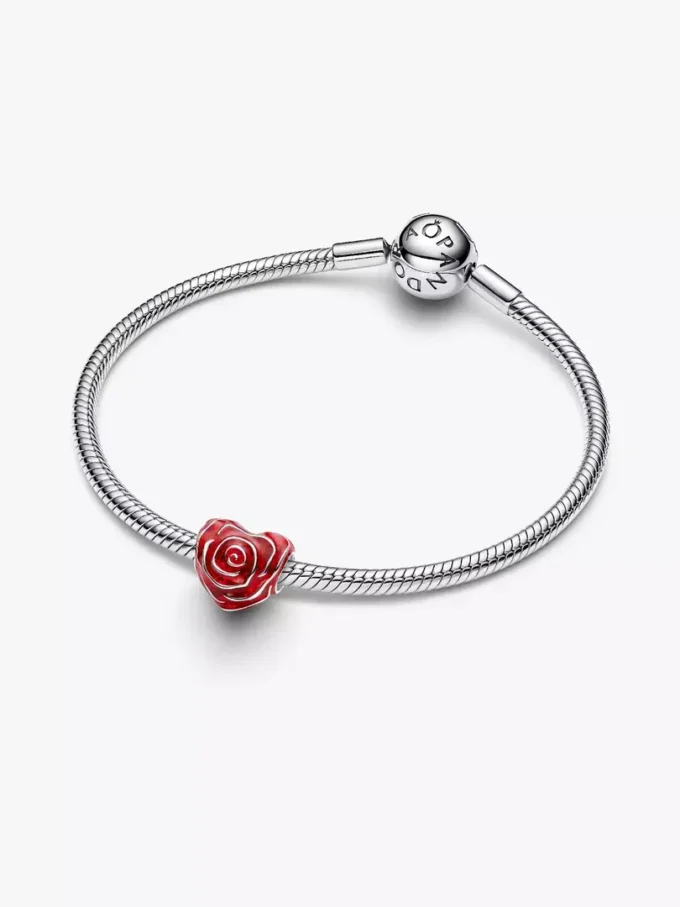 Rose Heart Charm aus Sterlingsilber Rose Heart Charm aus Sterlingsilber