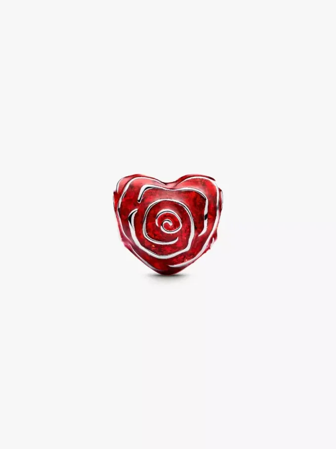 Rose Heart Charm aus Sterlingsilber Rose Heart Charm aus Sterlingsilber