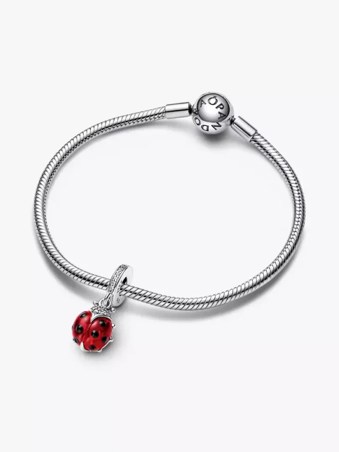 Roter Marienkäfer-Dangle Charm aus Sterlingsilber