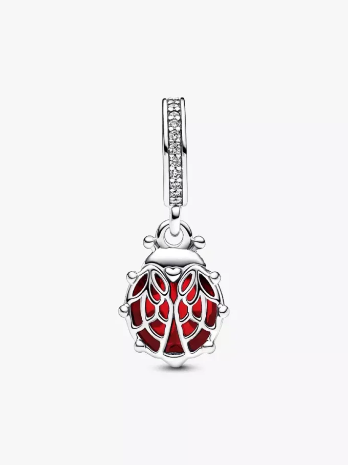 Roter Marienkäfer-Dangle Charm aus Sterlingsilber