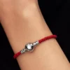 Rotes geflochtenes Lederarmband aus Sterlingsilber Rotes geflochtenes Lederarmband aus Sterlingsilber