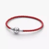 Rotes geflochtenes Lederarmband aus Sterlingsilber Rotes geflochtenes Lederarmband aus Sterlingsilber