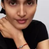 Rotes geflochtenes Lederarmband aus Sterlingsilber Rotes geflochtenes Lederarmband aus Sterlingsilber