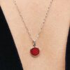 Rotes Mini-Medaillon-Charm aus Murano Glass – gravierbar – Sterlingsilber