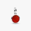 Rotes Mini-Medaillon-Charm aus Murano Glass – gravierbar – Sterlingsilber