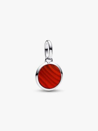 Rotes Mini-Medaillon-Charm aus Murano Glass – gravierbar – Sterlingsilber Rotes Mini-Medaillon-Charm aus Murano Glass – gravierbar – Sterlingsilber
