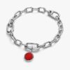 Rotes Mini-Medaillon-Charm aus Murano Glass – gravierbar – Sterlingsilber