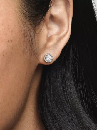 Runde funkelnde Ohrringe aus Sterlingsilber
