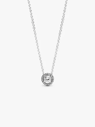 Runde Halo-Halskette aus Sterlingsilber