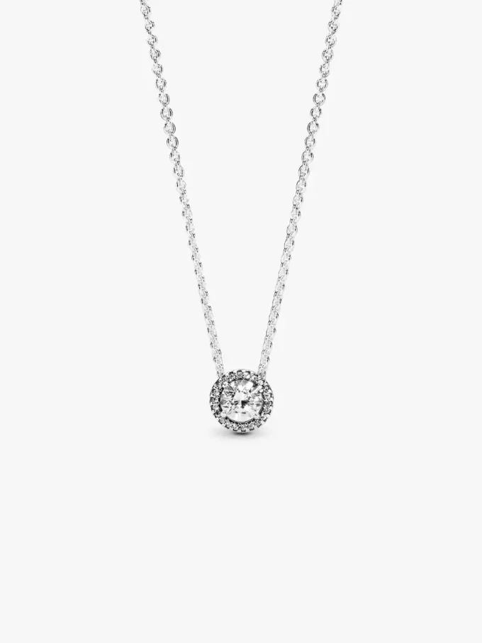 Runde Halo-Halskette aus Sterlingsilber Runde Halo-Halskette aus Sterlingsilber