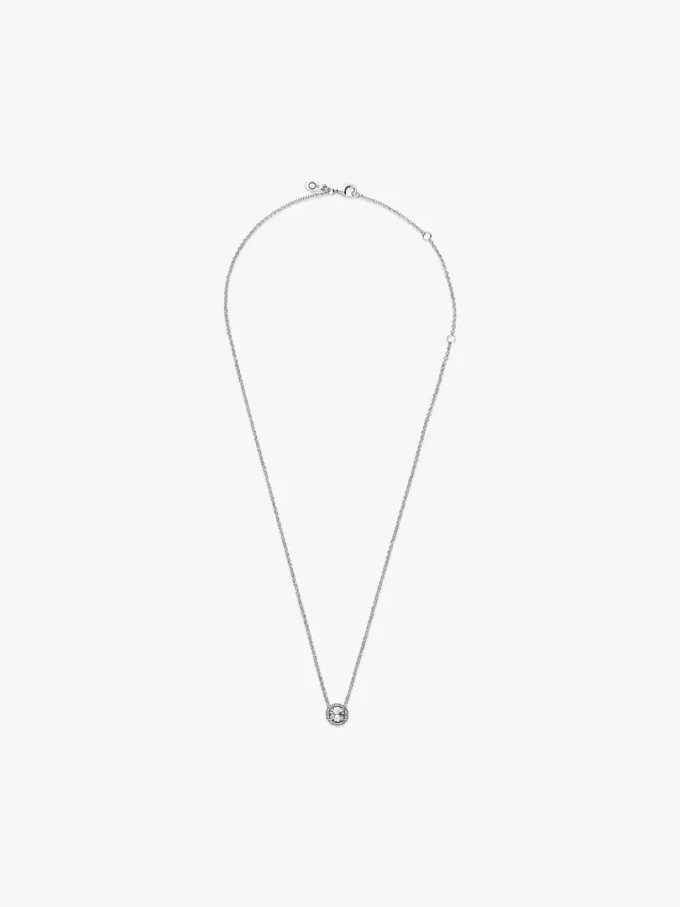 Runde Halo-Halskette aus Sterlingsilber Runde Halo-Halskette aus Sterlingsilber