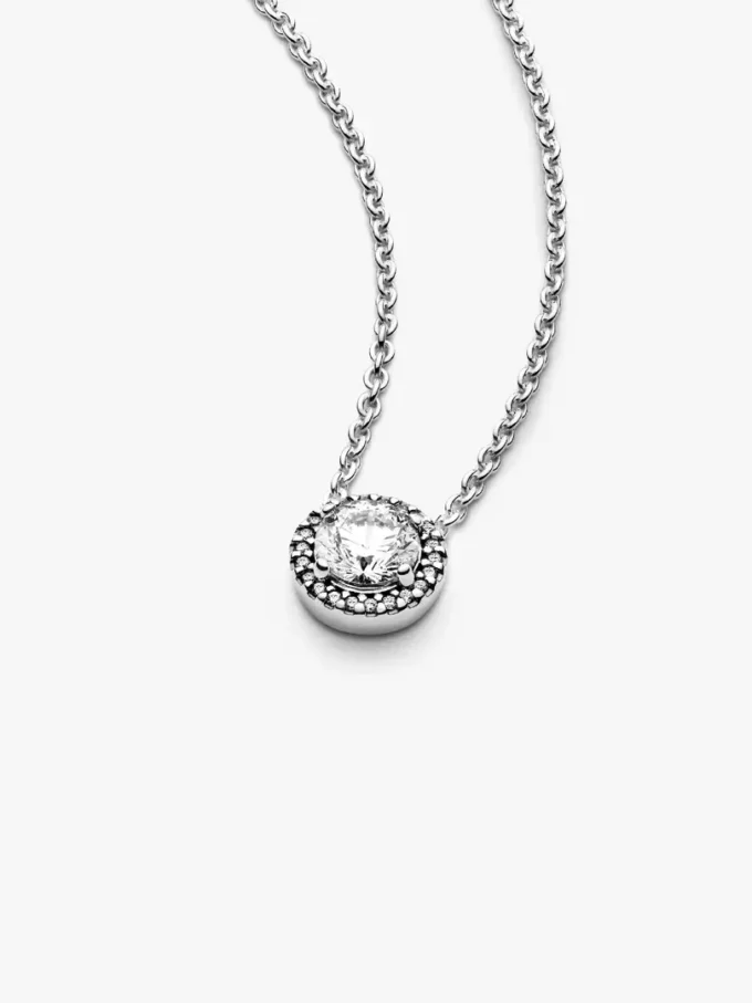 Runde Halo-Halskette aus Sterlingsilber Runde Halo-Halskette aus Sterlingsilber