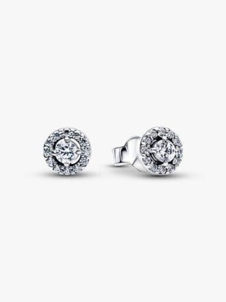 Runde Pavé-Halo-Ohrringe – Sterlingsilber Runde Pavé-Halo-Ohrringe – Sterlingsilber