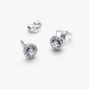 Runde Pavé-Halo-Ohrringe – Sterlingsilber