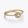 Runder Pave-Halo-Ring, 14-karätig vergoldet Runder Pave-Halo-Ring, 14-karätig vergoldet