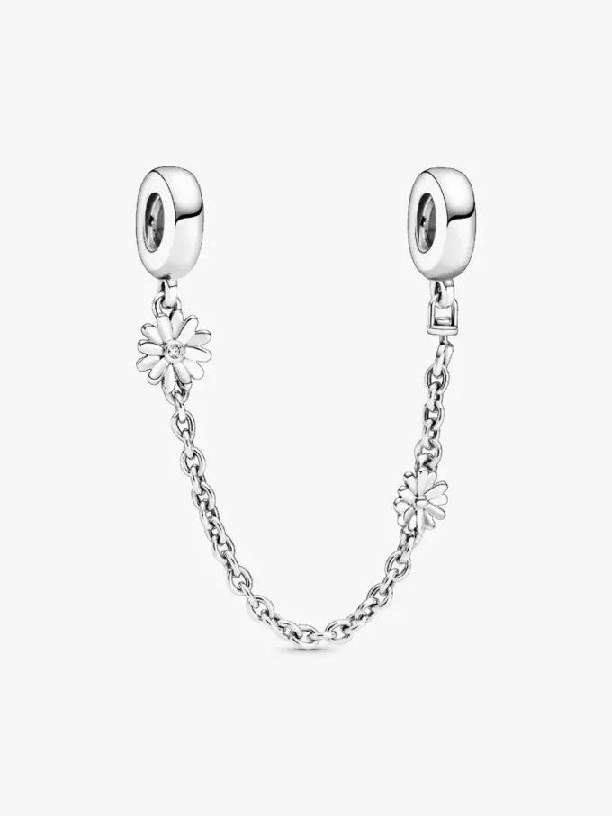 Safety Chain mit Gänseblümchen-Charm aus Sterlingsilber Safety Chain mit Gänseblümchen-Charm aus Sterlingsilber