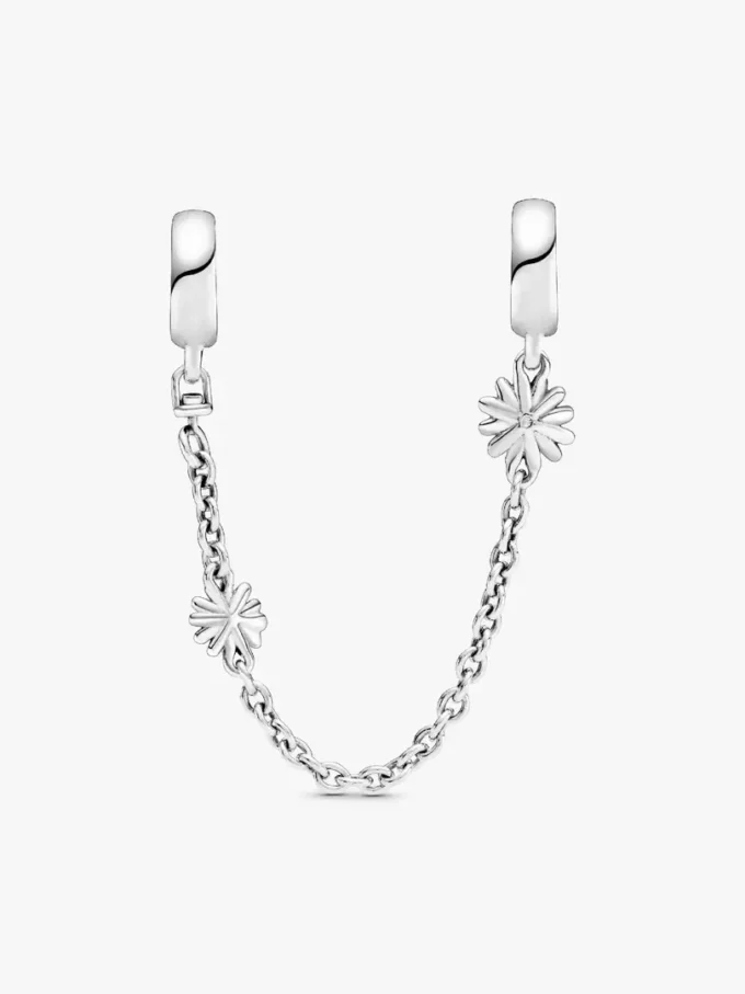 Safety Chain mit Gänseblümchen-Charm aus Sterlingsilber Safety Chain mit Gänseblümchen-Charm aus Sterlingsilber