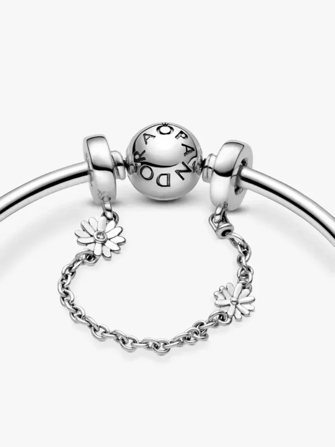 Safety Chain mit Gänseblümchen-Charm aus Sterlingsilber Safety Chain mit Gänseblümchen-Charm aus Sterlingsilber