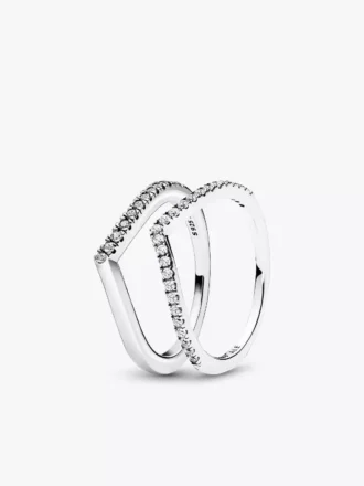 Schimmernder Wishbone Ring, 2er-Set