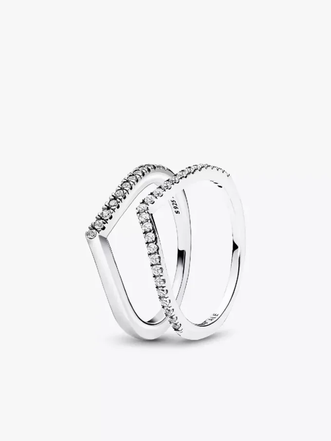 Schimmernder Wishbone Ring, 2er-Set