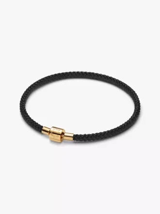 Schimmerndes Armband mit schwarzer Kordel, 14-karätig vergoldet