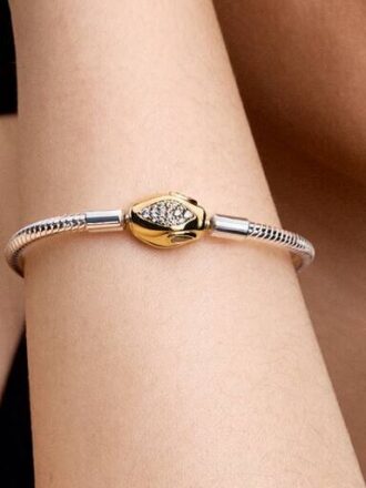 Schlangenverschluss- und Kettenarmband – Sterlingsilber, 14-karätig vergoldet