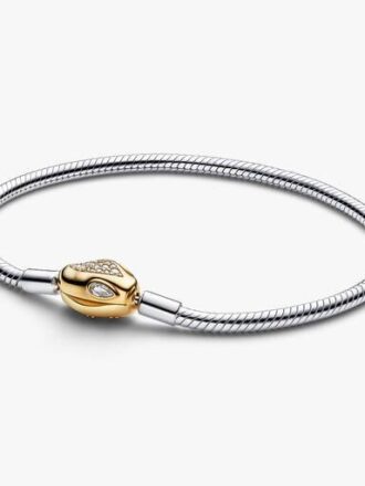 Schlangenverschluss- und Kettenarmband – Sterlingsilber, 14-karätig vergoldet