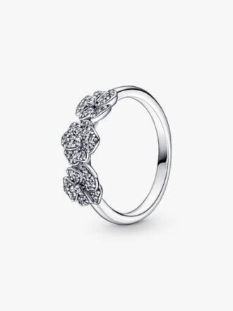 SCHLUSSSALE – Dreifacher Stiefmütterchen-Blumenring – Sterlingsilber