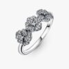 SCHLUSSSALE – Dreifacher Stiefmütterchen-Blumenring – Sterlingsilber