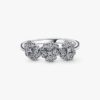 SCHLUSSSALE – Dreifacher Stiefmütterchen-Blumenring – Sterlingsilber