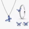 Schmetterlingsschmuck-Set in Winterblau, 3-teilig