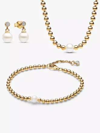 Schmuckset aus behandelten Süßwasser-Zuchtperlen und Perlen, 3-teilig