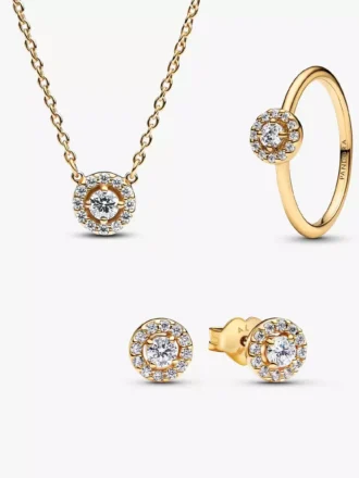 Schmuckset „Golden Pave Halo“ (3-teilig) Schmuckset „Golden Pave Halo“ (3-teilig)