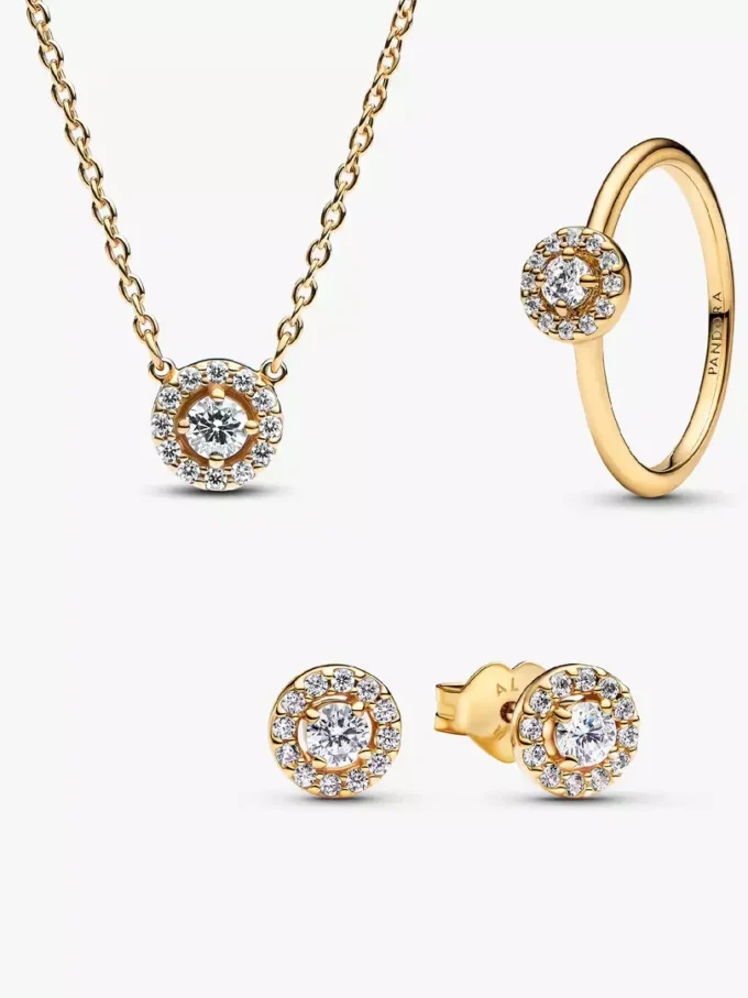 Schmuckset „Golden Pave Halo“ (3-teilig) Schmuckset „Golden Pave Halo“ (3-teilig)