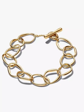 Organisch geformtes Gliederarmband, 14 Karat vergoldet