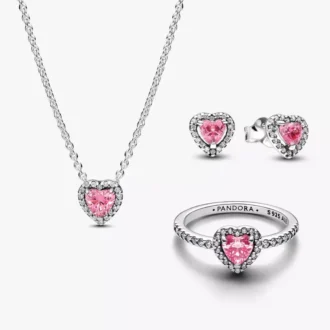 Schmuckset mit rosa Herzen, 3-teilig