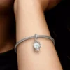Schneeflocken-Schneekugel-Dangle Charm aus Sterlingsilber Schneeflocken-Schneekugel-Dangle Charm aus Sterlingsilber