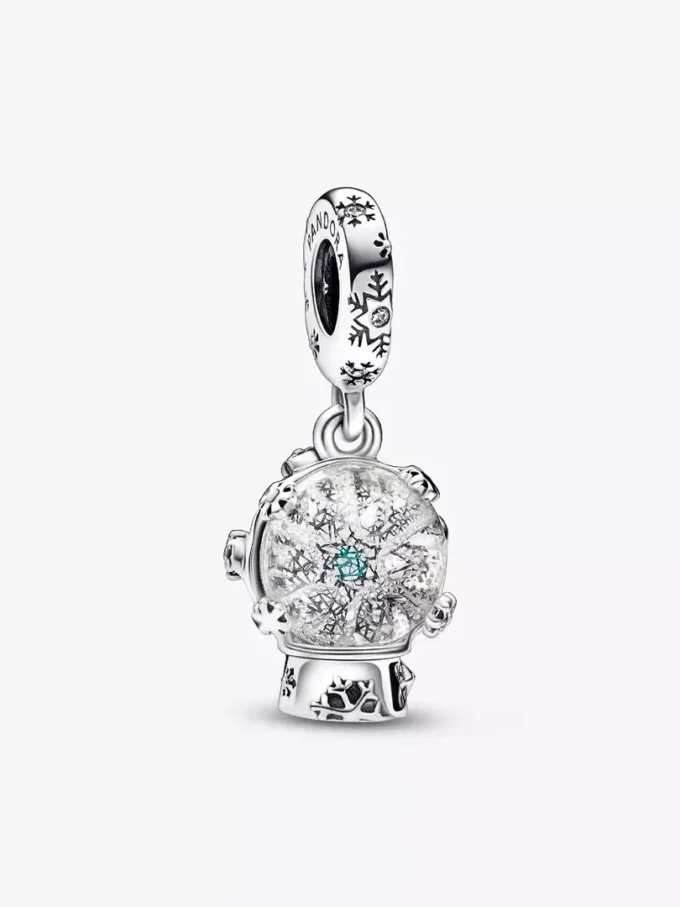 Schneeflocken-Schneekugel-Dangle Charm aus Sterlingsilber Schneeflocken-Schneekugel-Dangle Charm aus Sterlingsilber