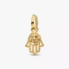 Schützender Hamsa-Hand-Dangle Charm, 14-karätig vergoldet Schützender Hamsa-Hand-Dangle Charm, 14-karätig vergoldet