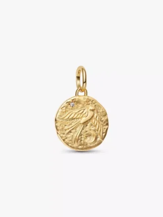 Schwalben-Medaillon-Charm, 14 Karat vergoldet Schwalben-Medaillon-Charm, 14 Karat vergoldet