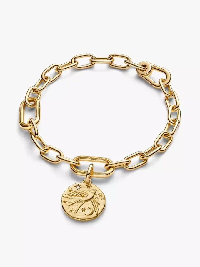 Schwalben-Medaillon-Charm, 14 Karat vergoldet Schwalben-Medaillon-Charm, 14 Karat vergoldet