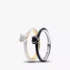 Schwarz-weißes Chakra-Herz-Ring-Set, 2er-Set Schwarz-weißes Chakra-Herz-Ring-Set, 2er-Set