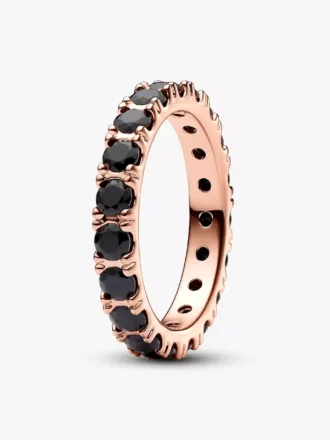 Schwarzer, funkelnder Eternity-Ring mit 14-karätiger Roségoldbeschichtung