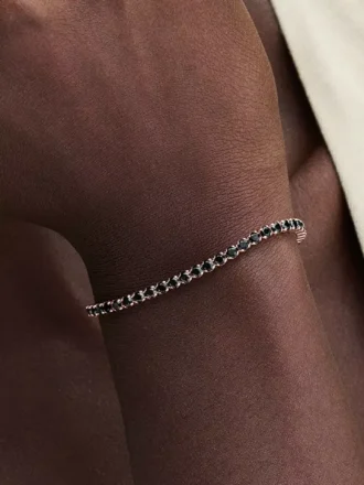 Schwarzes, funkelndes Tennisarmband, 14 Karat Roségold-Beschichtung