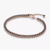 Schwarzes, funkelndes Tennisarmband, 14 Karat Roségold-Beschichtung Schwarzes, funkelndes Tennisarmband, 14 Karat Roségold-Beschichtung