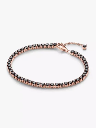 Schwarzes, funkelndes Tennisarmband, 14 Karat Roségold-Beschichtung