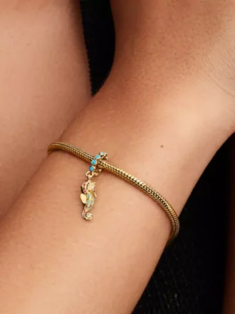 Seepferdchen-Dangle Charm, 14-karätig vergoldet Seepferdchen-Dangle Charm, 14-karätig vergoldet